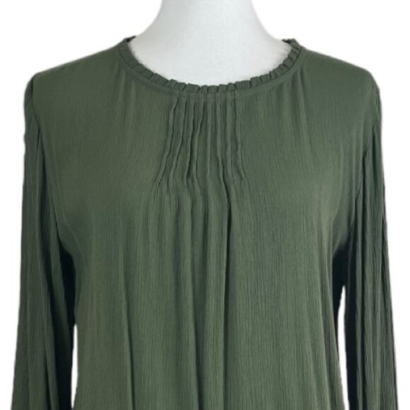 Time and Tru Blouse Boho Gauze Lace Pullover Olive Green Women’s Size Medium - Picture 5 of 13